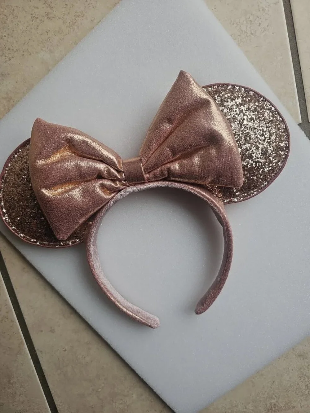Disney Parks Rose Gold Minnie Mouse Sequin Ear Headband